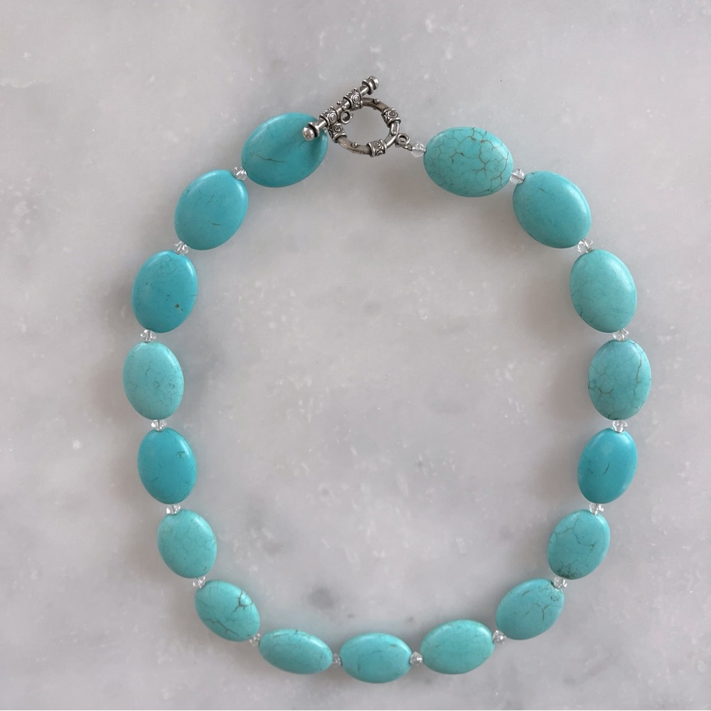 Turquoise stone necklace. - Picture 2 of 6